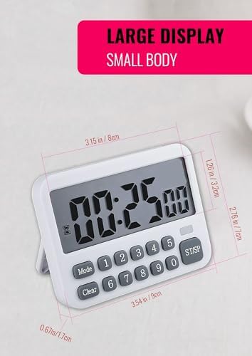 Digital Multifunction Timer with Clock, 10 Preset Alarms, White