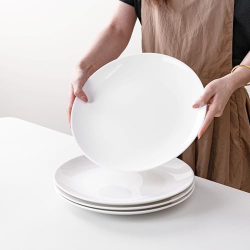 Serving Platters Set of 4, 12 Inch White Ceramic Serving Plates, Round