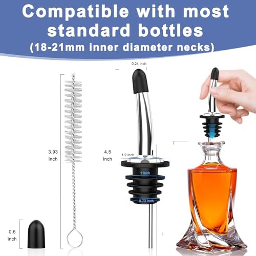 SINLUCESCE 60-Pack Stainless Steel Pour Spouts for Liquor Bottles Oil