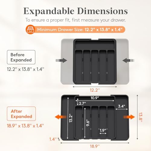 Lifewit Expandable Silverware Drawer Organizer for Kitchen