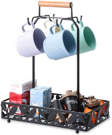 Coffee Mug Holder for Countertop, Mug Tree & Mug Rack with Storage