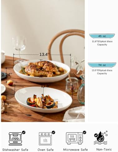Ceramic Serving Bowls Set of 2, Serving Platters for Entertaining, Diamond