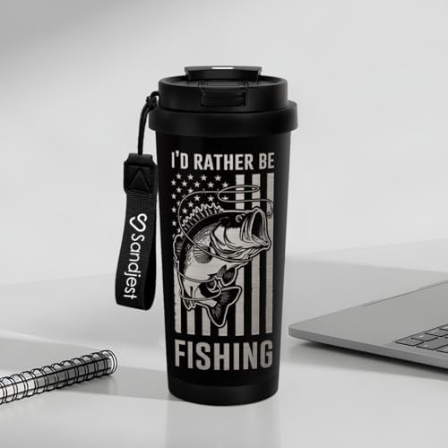 SANDJEST Fishing Tumbler - Stainless Steel 2-in-1 Lid Coffee Tumbler