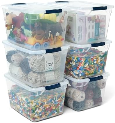 Rubbermaid Cleverstore 32 Qt Storage Bins, 6 Pack