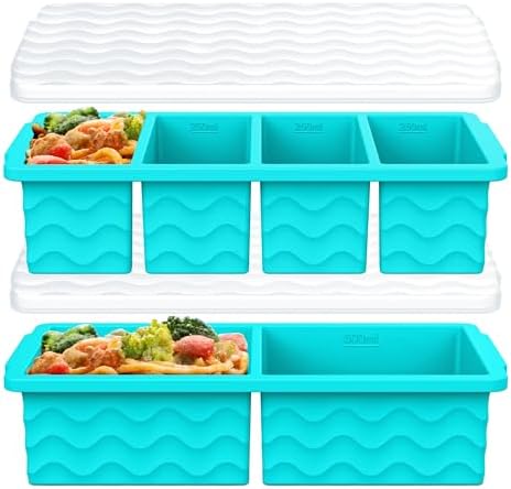 Silicone Freezer Trays with Lid for Soup, 1-Cup & 2-Cup Large Ice Cube