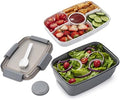 Freshmage Salad Lunch Container To Go, 68-oz Grey-XL, Leak-proof Lid