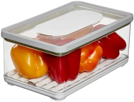 iDesign Large Fridge Produce Bin with Removable Drainage Tray and Lid
