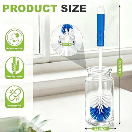 Kitchen Bottle Brush 2 Pack, Long Handle Bottle Cleaning Brush for
