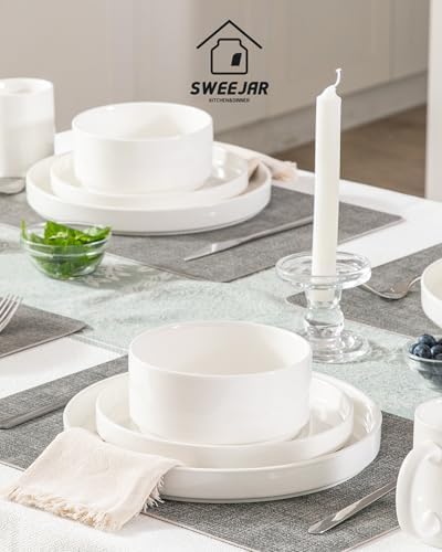 Sweejar Porcelain Dinnerware Sets for 4, 12 Pieces Ceramic Plates and