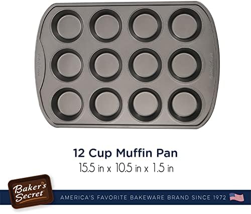 Baker's Secret 12cup Muffin Pan Cupcake Nonstick Pan - Carbon Steel