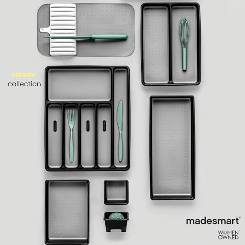 madesmart Classic 3-Compartment Utensil Tray, Carbon