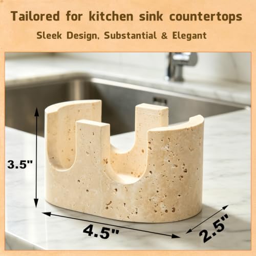 Italy Travertine 2-Slot Sponge Holder for Kitchen Sink