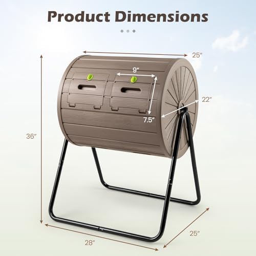 Goplus Dual-Chamber Compost Tumbler, 37.5 Gallon