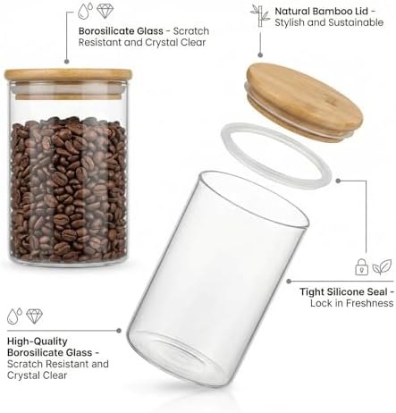YAGELI Glass Coffee Canister Set with Acrylic Shelf, 2 Pack 44oz