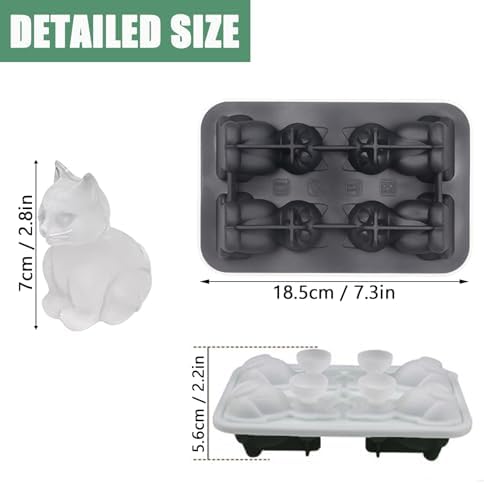 3D Cat Ice Cube Mold, Admaison Ice Cube Tray with Funnel with Funnel
