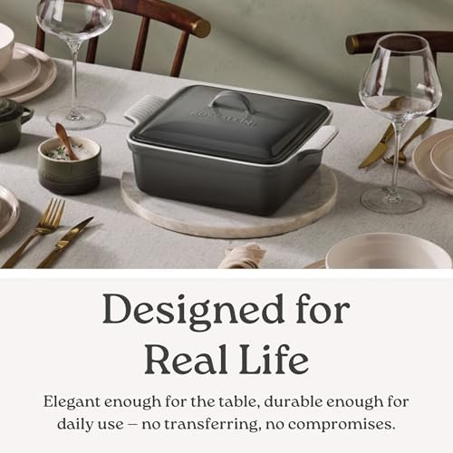 Rossallini Square Stoneware Casserole Dish with Lid, 2.5 Qt, Ocean