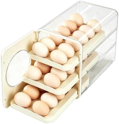 Rolling Egg Dispenser – Clear Sliding Fridge Egg Holder With Drawer