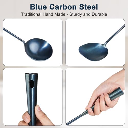 Traditional Hand Made spatula & Ladle Wok Tool Set,Chinese Iron Ladle