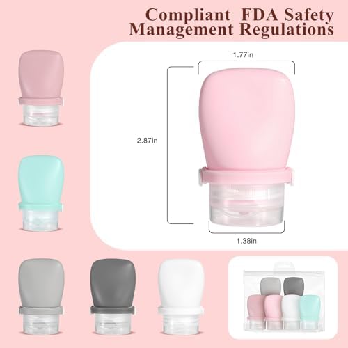 6 Pack 1 oz Silicone Travel Bottles Refillable Leak Proof