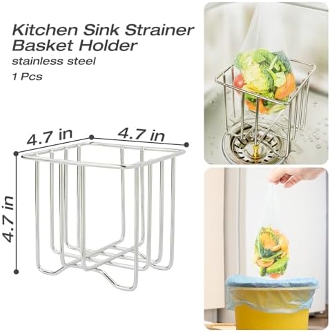 Kitchen Sink Strainer with Basket Holder and 200 Net Bags