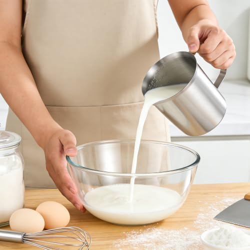 Stainless Steel Metal Measuring Cup w/Handle for Coffee Milk,24oz