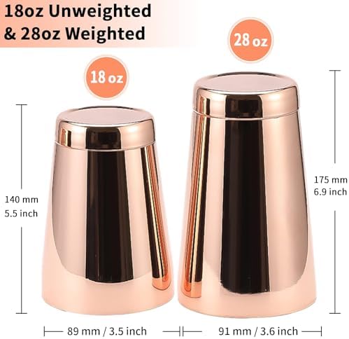 Stainless Steel Pro Boston Shaker - 2 Piece Unweighted 18oz & Weighted