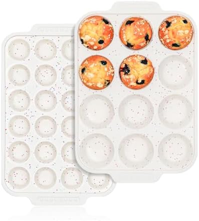 Vinino 12 Cup and 24 Cup Silicone Muffin Pans with Reinforced Frame