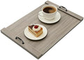 Rustic Wooden Serving Tray with Metal Handles, 30x22in Large Smoked