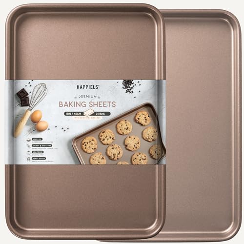 HAPPIELS 13 x 18 inch Nonstick Half Sheet Pan 2-Pack, PFOA & BPA Free