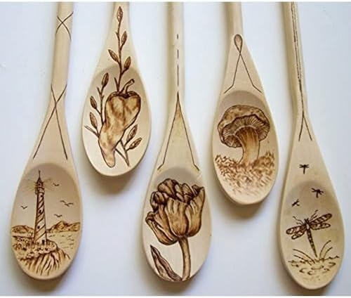 Kitchen Wooden Spoons Mixing Baking Serving Utensils Puppets 10 In