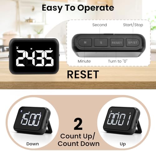 USB Rechargeable Digital Kitchen Timer, Large LCD Display