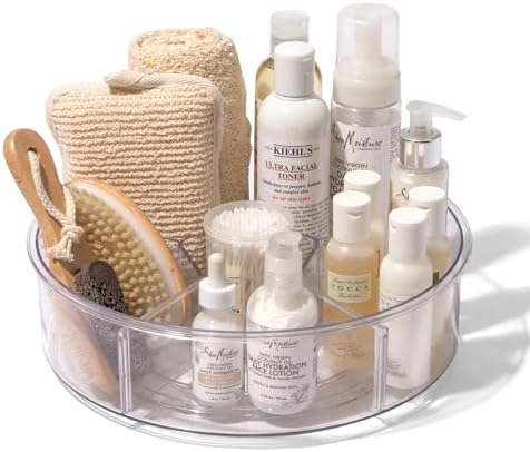 BINO Plastic Round Turntable Organizer with 6 Compartments - Clear