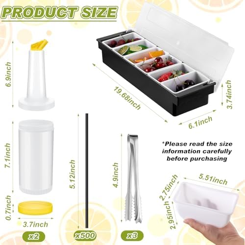 Mifoci 23 Pcs Bartender Supplies Kit Garnish Tray for Bartenders with