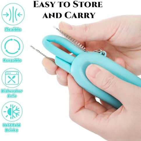 10 Sets Silicone Straws with Case, Collapsible Angled Drinking Straw