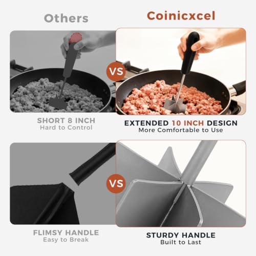 304 Stainless Steel Meat Chopper & Masher, Coinicxcel 10 Inch Heat