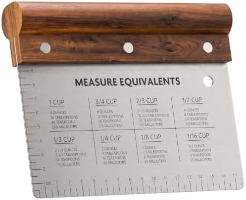 7" Large Bench Scraper with Wood Grip, Dough Cutter for Bread & Food