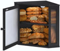 Corner Bread Box for Kitchen Countertop,Bread Storage for Homemade Bread, Double Layer Large Bamboo Kitchen Storage Bin with Window (Black, Medium)