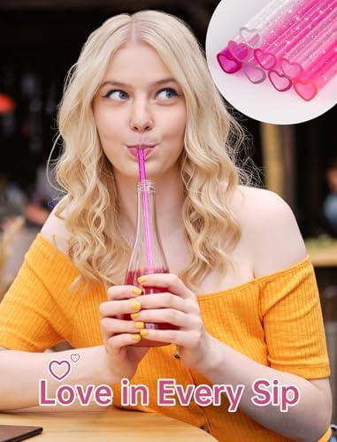 NiHome 12" Reusable Heart Shaped Straws Fit for Stanley Tumbler