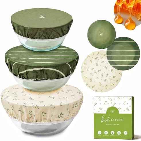 Reusable Beeswax Bowl Covers, 3 Pack, 8/10/12 Inch