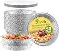 50 Pack 9 Inch Round Aluminum Pans with White Cardboard Lids