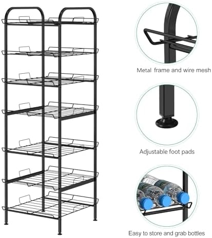 BTY Water Bottle Organizer 7 Tier Freestanding Water Bottle Storage