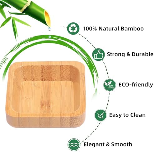 Snack Bowl Set, Small Bamboo Sauce Dish Dipping Bowls for Appetizers