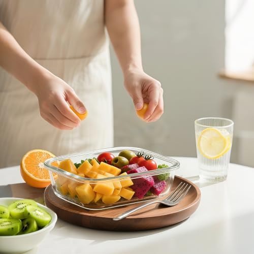 BAYZZ 5-Pack 35 Oz Glass Food Storage Containers with Lids, Gray