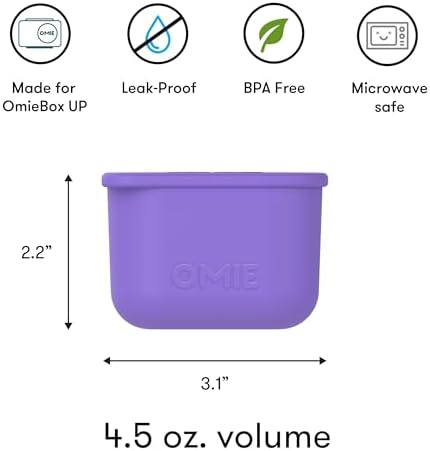 Omie OmieBox UP Leakproof Dip Containers, 2 Pack, Purple/Green