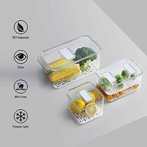 elabo Fridge Fruit Storage Containers, 3 Pack
