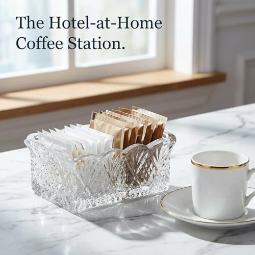 Godinger Crystal Sugar Packet Holder, Tea Bag and Sweetener Caddy