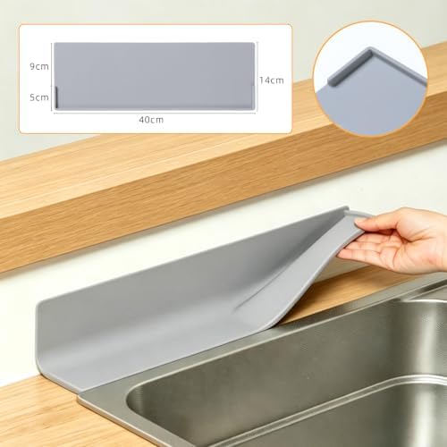 Kitchen Splash Guard Silicone Sink Wall Counter Gap Organizer Mat Gray