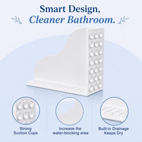 Shower Splash Guard, 2 Pack Silicone Splash Guards with Strong Suction