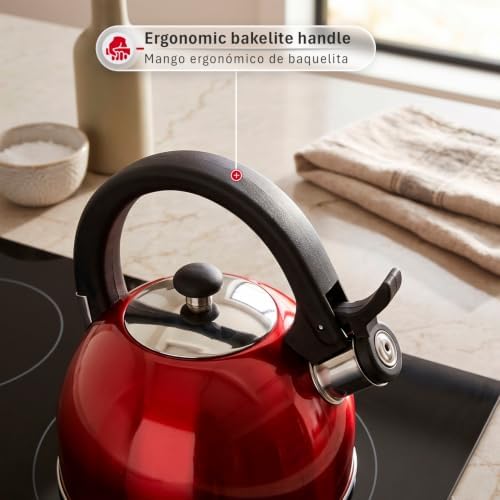 Magefesa Sabal Stainless Steel Whistling Tea Kettle, 2.1 Qt