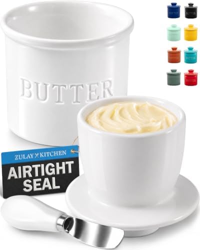 Zulay Kitchen Bell Shaped Butter Crock with Lid for Countertop with